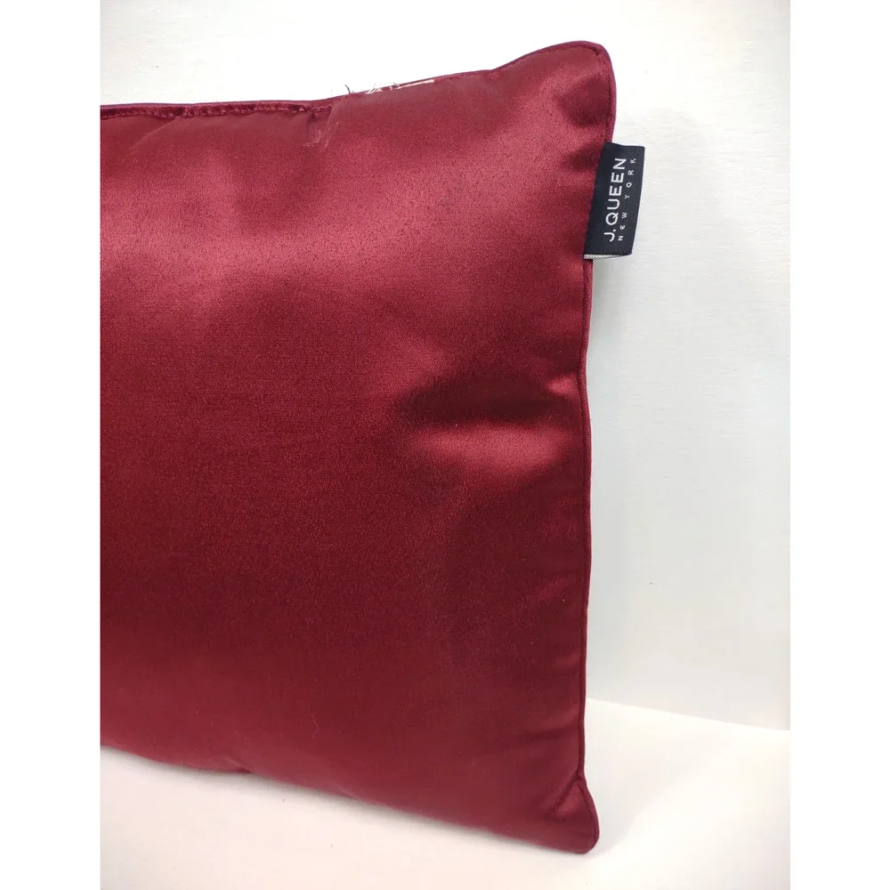J. Queen New York Maribella Crimson Square Stripes Decorative Throw Pillow 16
